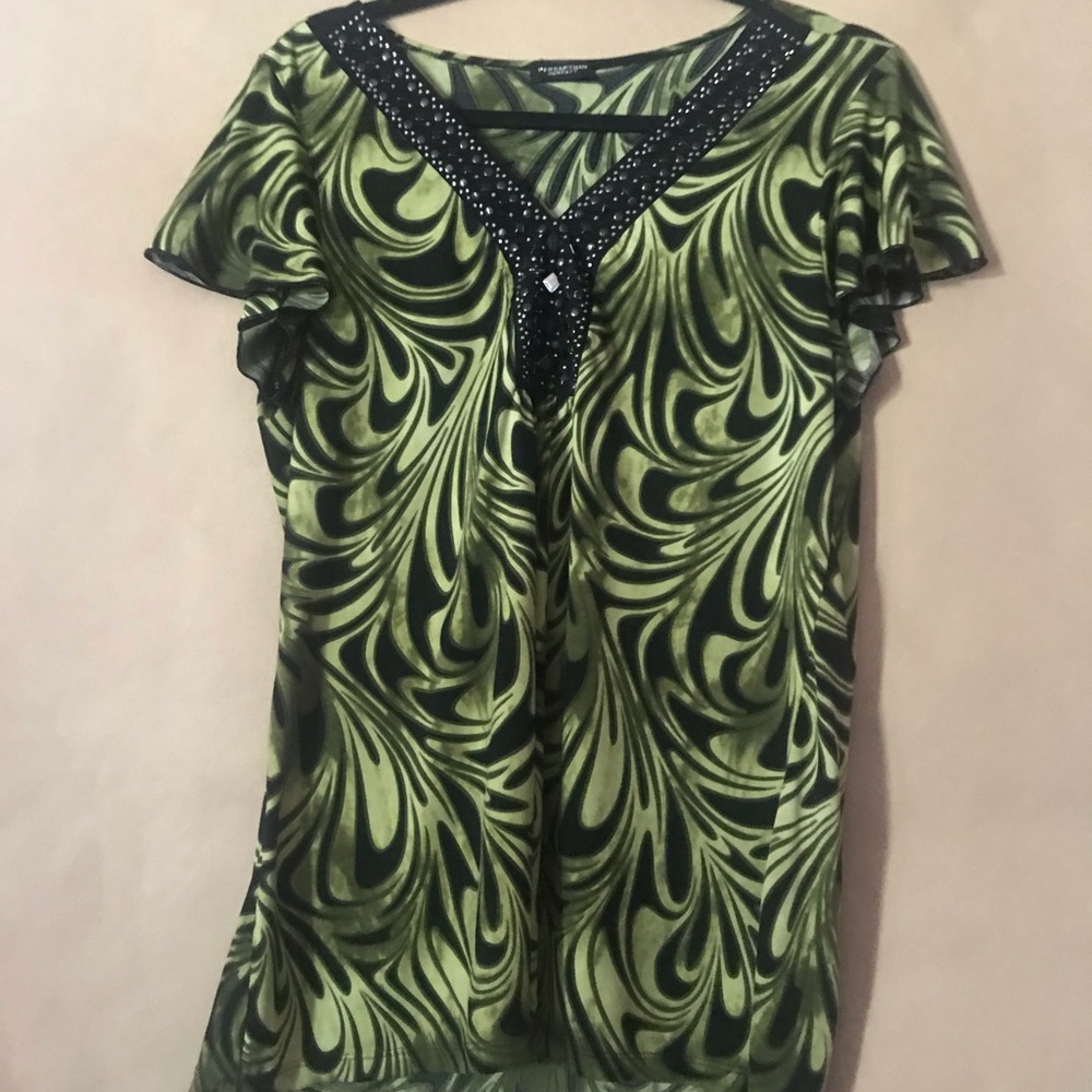 Perception Concept Green and Black blouse